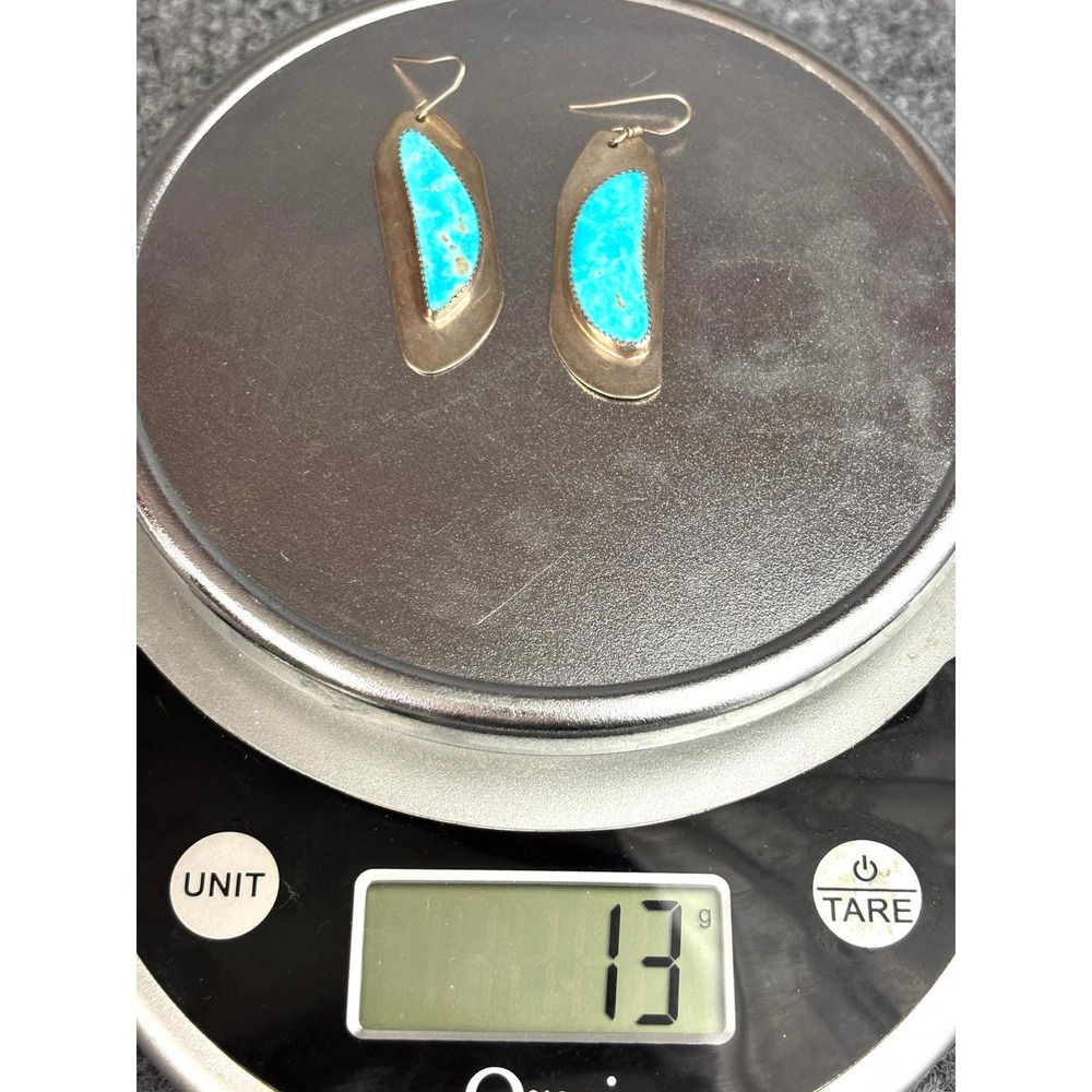 Sterling 925 Turquoise Earrings 13g Signed CB Artisan Southwest Dangle - Picture 9 of 10